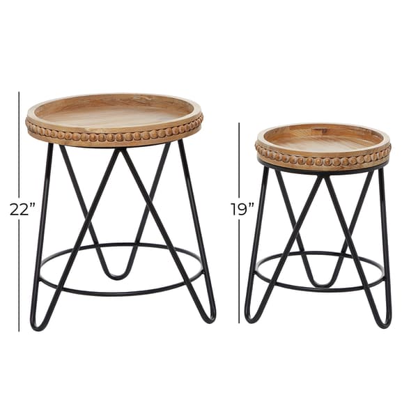 9th & Pike® Round Wood And Metal Accent Table - Set Of 2