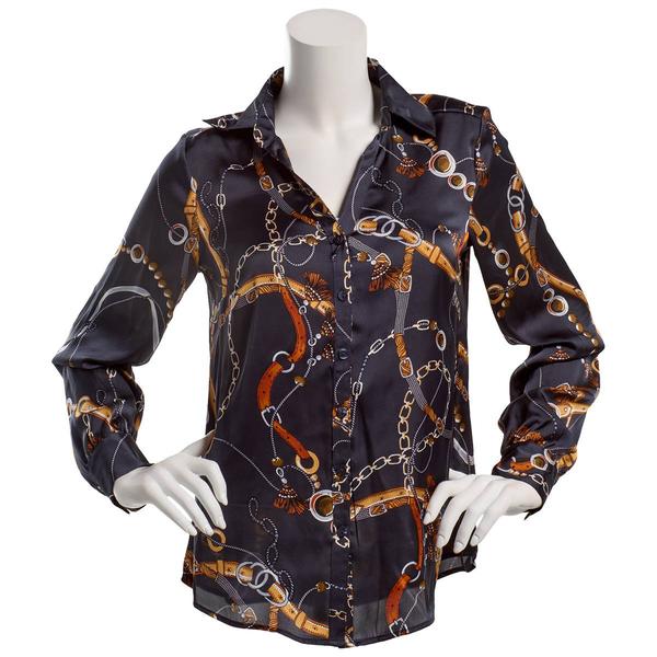 Juniors A. Byer Chain Portofino Button Up Blouse