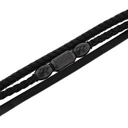 Mens Gentlemen's Classics Stainless Steel & Faux Leather Bracelet