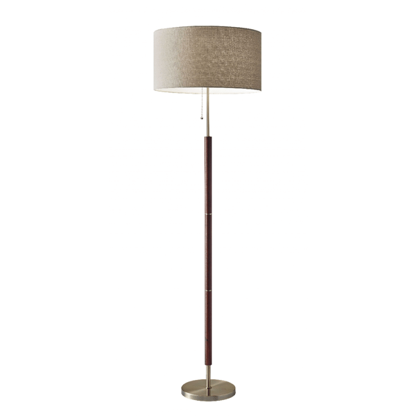 HomeRoots 66 Brown Floor Lamp With Brown Fabric Drum Shade