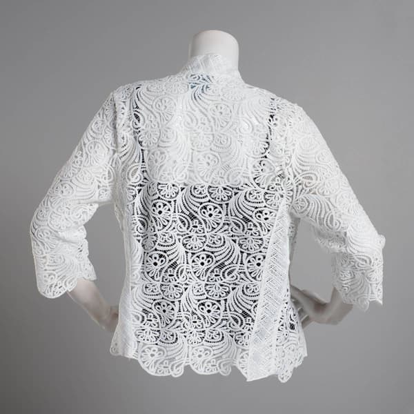 Plus Size Rabbit Rabbit Rabbit 3/4 Sleeve Lace Open Shrug