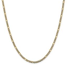 Unisex Gold Classics(tm) 3.2mm. 14k Semi Solid Pave Figaro Necklace