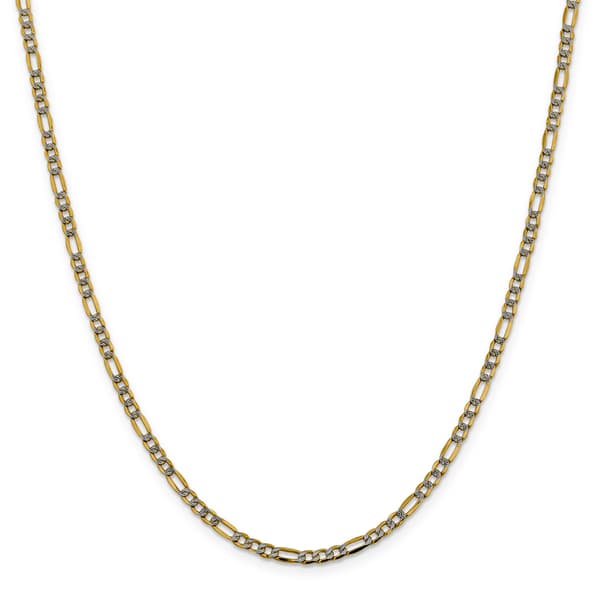 Unisex Gold Classics(tm) 3.2mm. 14k Semi Solid Pave Figaro Necklace - image 