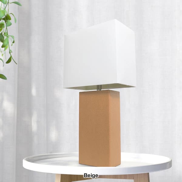 Lalia Home Lexington 21in. Leather Base Modern Home Table Lamp