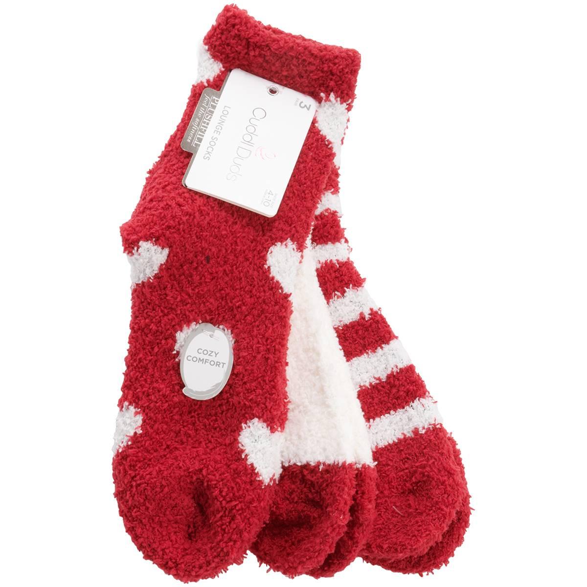 Womens Cuddl Duds(R) 3Pk Hearts Midi Cozies Socks