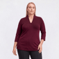 Plus Size Hasting & Smith 3/4 Sleeve Seamed Front V-Neck Tee - image 1