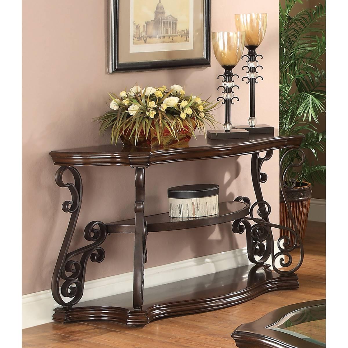 Coaster Sir Rawlinson Merlot and Clear Sofa Table Deep