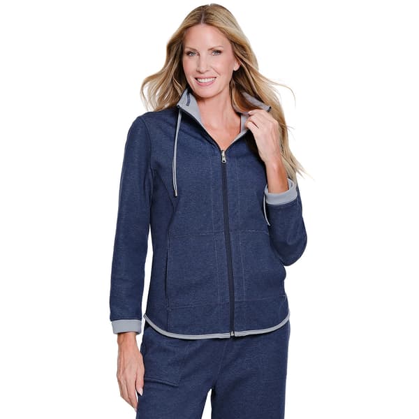 Womens Multiples Long Sleeve Zip Drawstring Reversible Jacket