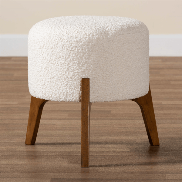 Baxton Studio Elkie Japandi Wood Ottoman Footstool