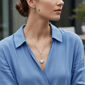 Saffron Moissanite Rainbow Diamond Halo Drop Pendant Necklace - image 2