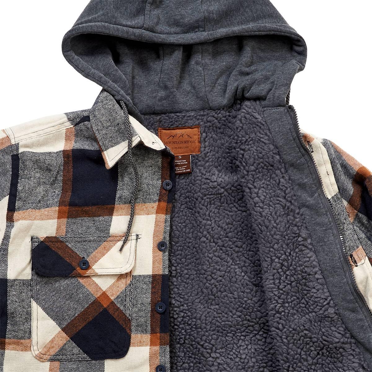 Mens Mountain Ridge Flannel Jacket w/ Chest Protector - Blue/Tan