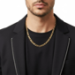 Mens Iron Saints 6mm Figaro Link 18kt. Gold Plating Necklace Set - image 3