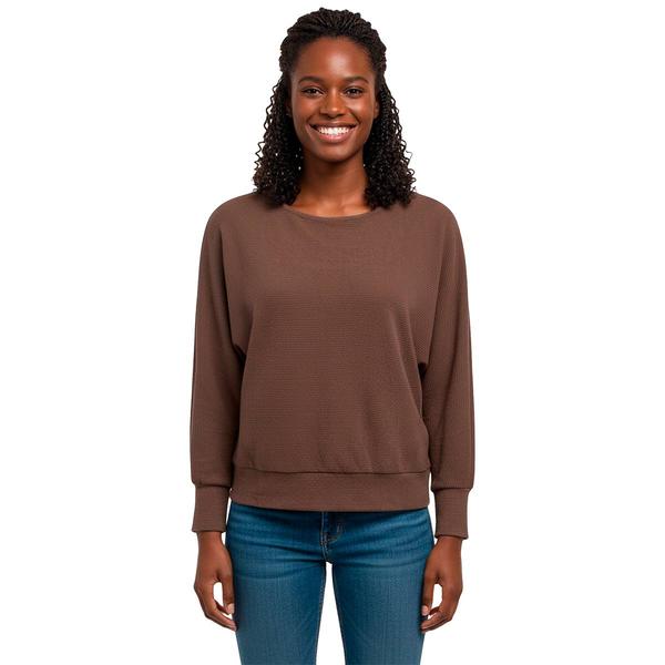 Womens C''est La Vie Long Sleeve Solid Knit Banded Hem Tee - image 