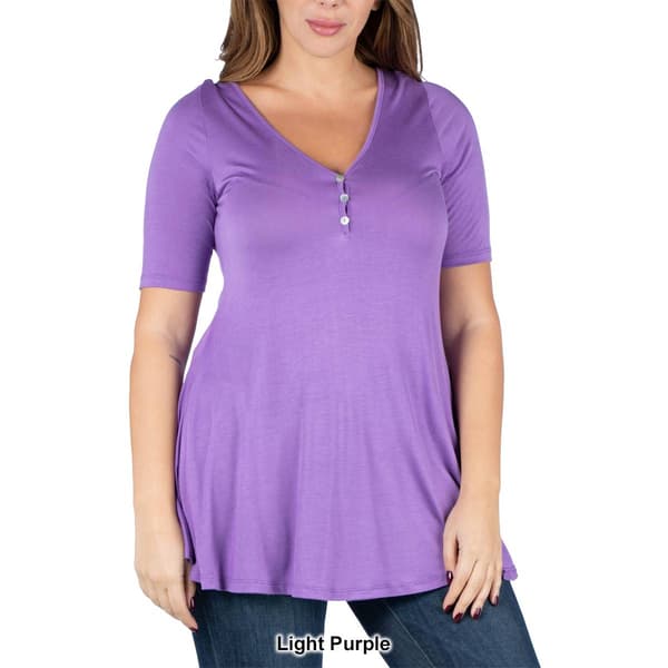 Plus Size 24/7 Comfort Apparel Elbow Sleeve Tunic