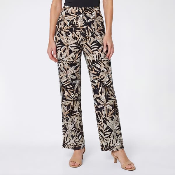Petite Kasper Pull On Leaf Wide Leg Ankle Pants - image 