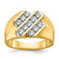 Mens Gentlemens Classics(tm) 14kt. Gold 3-Row Diamonds Ring - image 1