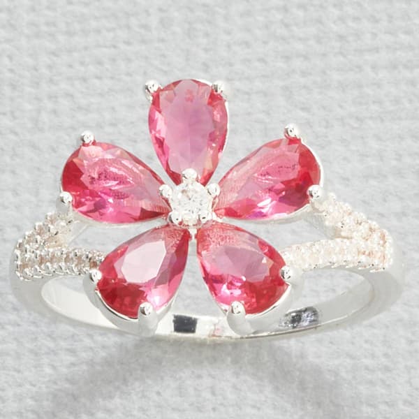 Ashley Cooper(tm) Silver Plated Fuchsia CZ Ring - image 
