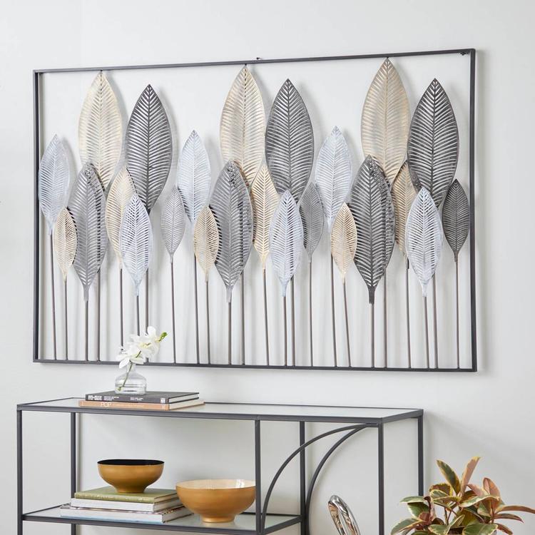 9th & Pike® Large Textured Metal Leaf Wall Art