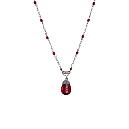 1928 Jewelry 16in. Black Tone Red AB Teardrop Pendant