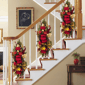 Puleo International Pre-Lit Adorned Gold & Red Banister Swag - image 2
