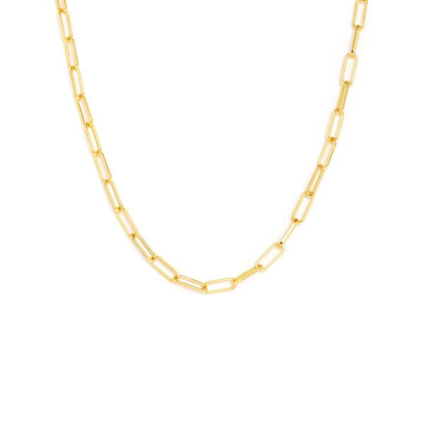 18in&#44; Vermeil Sterling Silver Shiny Paperclip Chain Necklace - image 