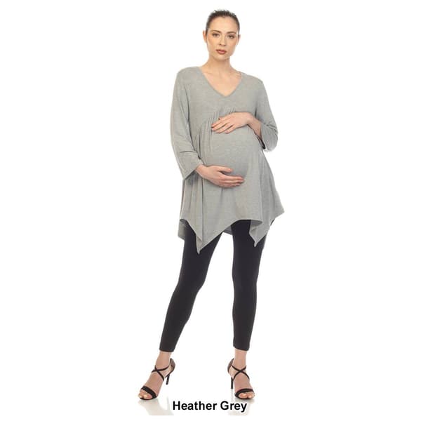 Plus Size White Mark Maternity Empire Waist V-Neck Tunic Top