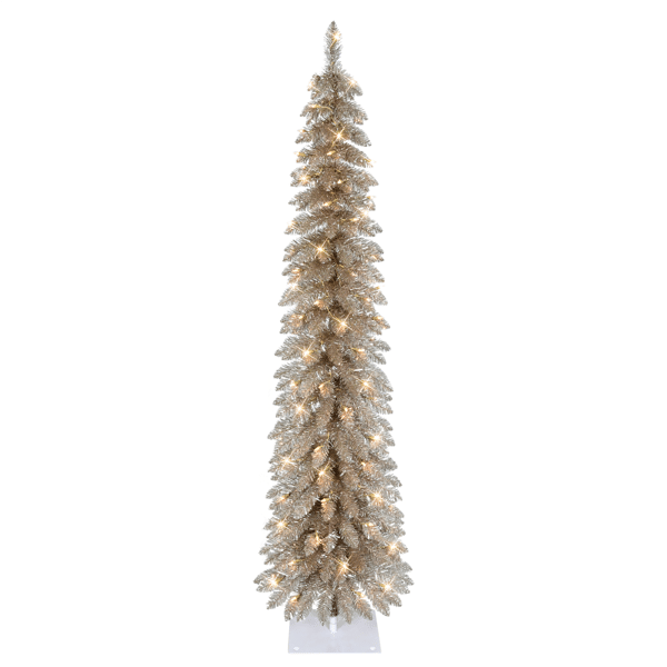 Puleo International PreLit Alpine Rose Gold Pencil Christmas Tree - image 