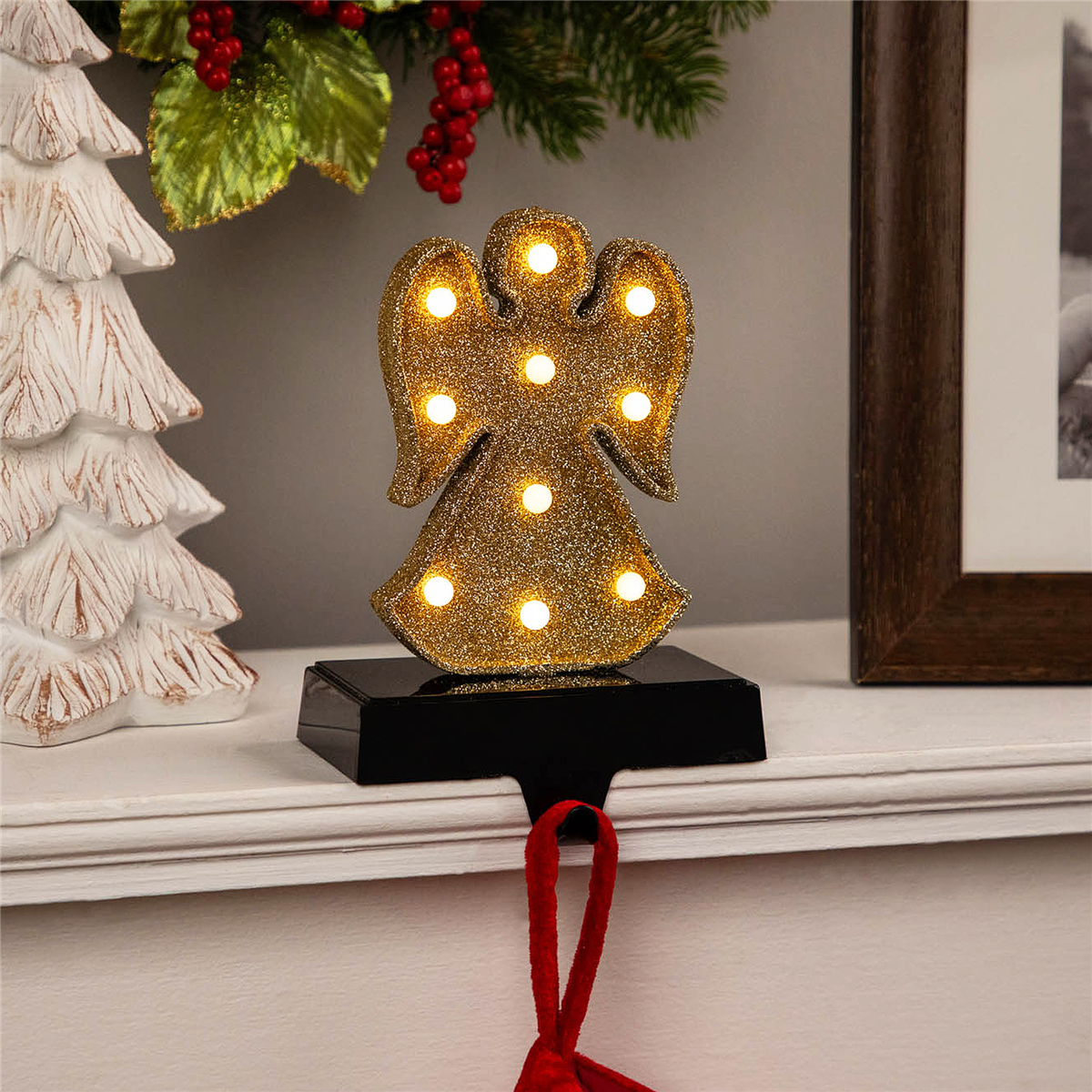 Northlight LED Lighted Glittered Angel Christmas Stocking Holder