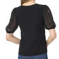 Womens Cece Short Beaded Floral Sleeve Mixed Media Blouse - image 2