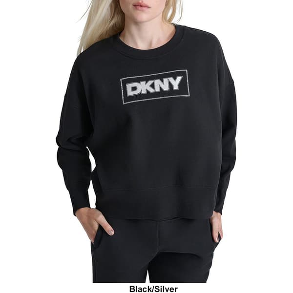 Womens DKNY Sport Rhinestone Outline Fleece Sweatshirt