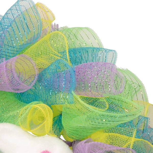 Northlight Seasonal Pastel Deco Mesh Ribbon Easter Bunny Wreath