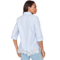 Womens Ruby Rd. French Riviera Coastal Stripe Lace Hem Blouse - image 2