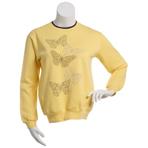 Womens Top Stitch by Morning Sun Metallic Butterflies Sweatshirt - image 