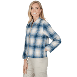 Petite Alfred Dunner Sunset Ridge Plaid Zip Front Jacket