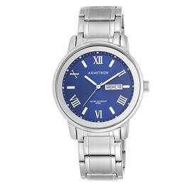 Mens Armitron Stainless Steel Day & Date Watch - 20-4935BLSV
