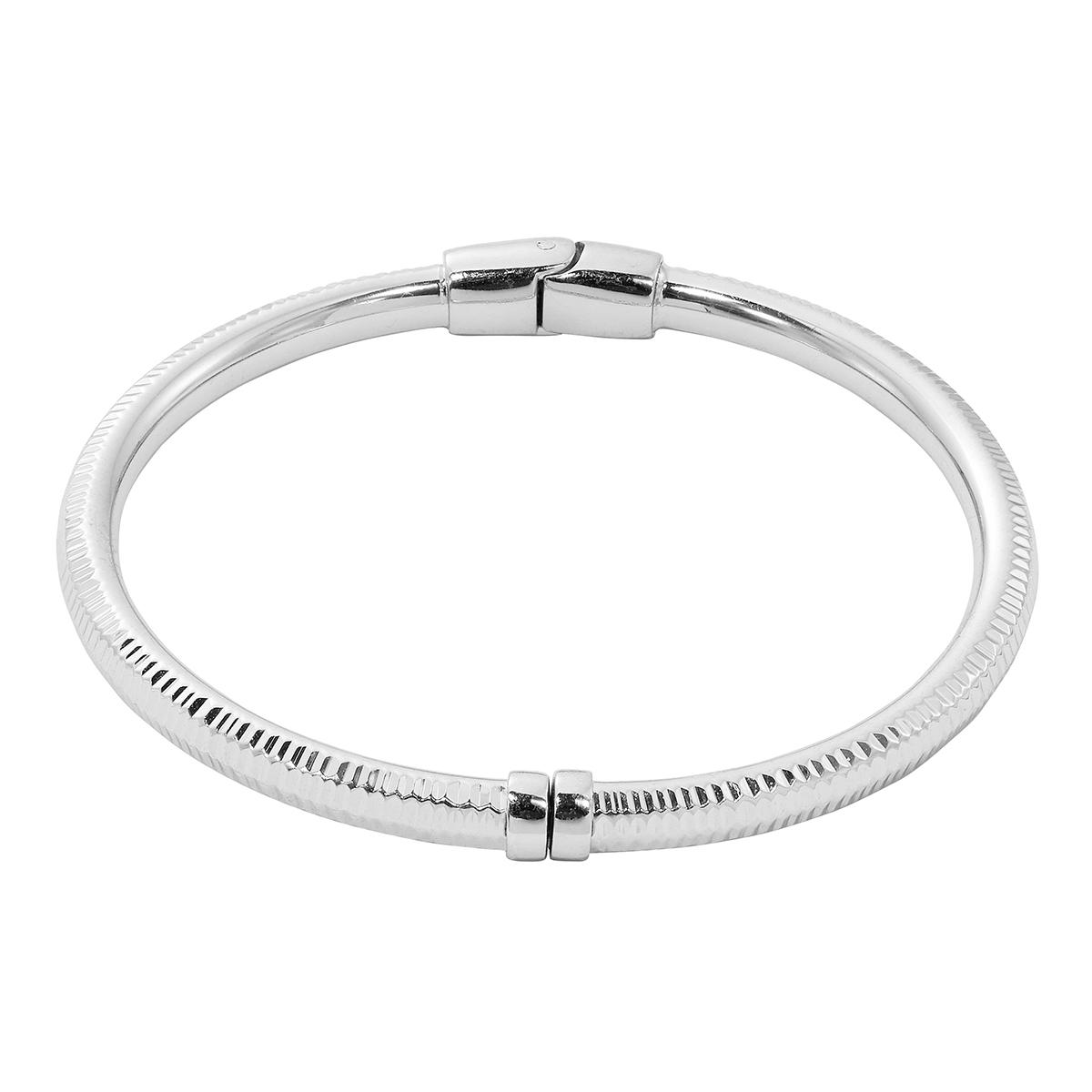 Danecraft Silver Plated Linear Diamond Cut Detail Bangle...