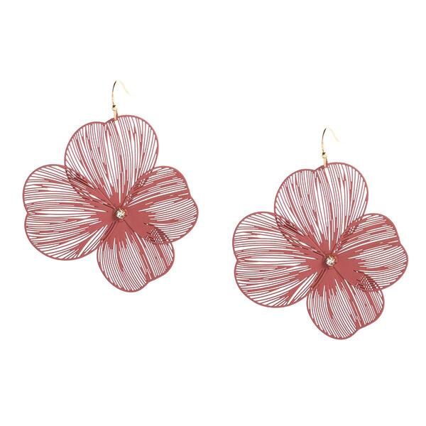 Ashley Cooper&#40;tm&#41; Pink & Gold Drawn Flower Drop Earrings - image 