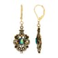 1928 Antique Gold-Tone Noveau Inspired Drop Earrings - image 1