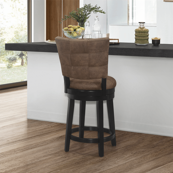HH2 Home Kaede Wood Counter Height Brown Swivel Stool