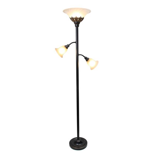Lalia Home Classic 2 Light Scalloped Shade Torchiere Floor Lamp - image 