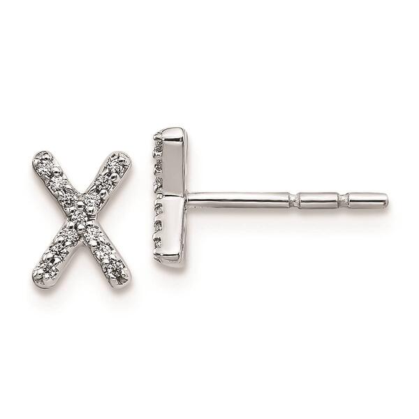 Pure Fire 14kt. White Gold Diamond Letter X Initial Post Earrings - image 