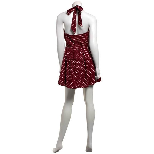 Juniors Trixxi Milan Dot Drop Waist Halter Skater Dress