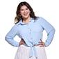 Juniors Plus Bethany Tie Front Casual Button Down - image 4
