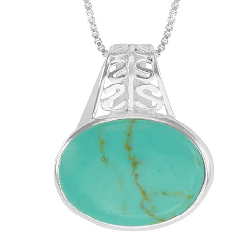 Marsala Silver Plated Simulated Turquoise Pendant Necklace - image 