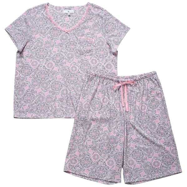 Petite Karen Neuburger Medallion Scoop Neck Bermuda Pajama Set - image 