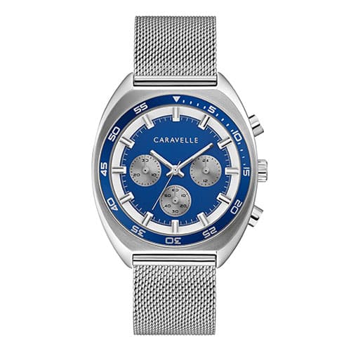 Mens Caravelle Chrono Mesh Bracelet Watch Box Set - 43K100 - image 