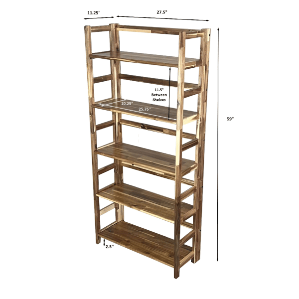 Fairway Avenue Home™ Solid Acacia 5 Tier Folding Bookcase