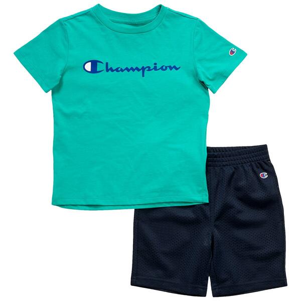 Boys &#40;4-7&#41; Champion&#40;R&#41; Script Short Sleeve Tee & Mesh Short Set - image 