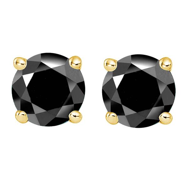 Parikhs 14kt. Yellow Gold Black Diamond Stud Earrings - image 