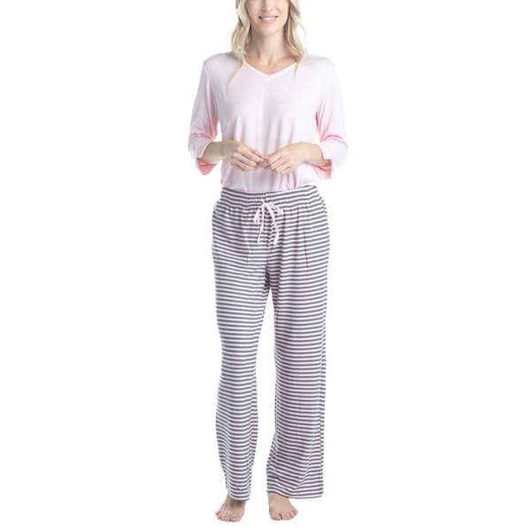 Womens Hanes(R) Bedtime Biscotti Striped Pajama Set - image 